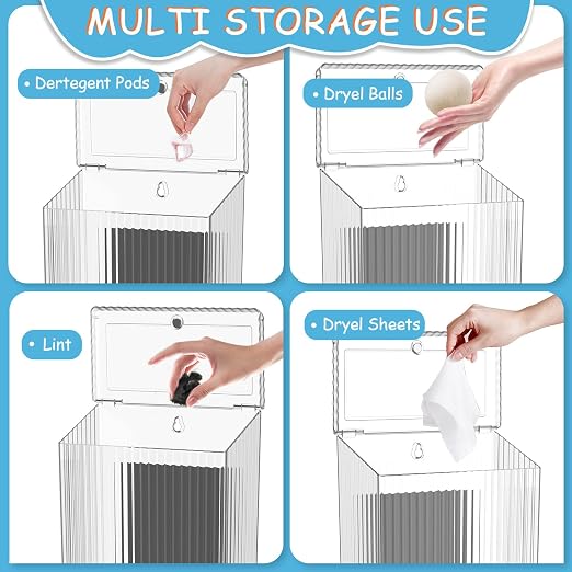 Sealegend Magnetic Slim Trash Can Wastebasket with Lid, Lint Bin, Storage Bins Perfect for Kitchen, Fridge, Cabinet, Bathroom, Laundry Room Organization, Clear - Image 7