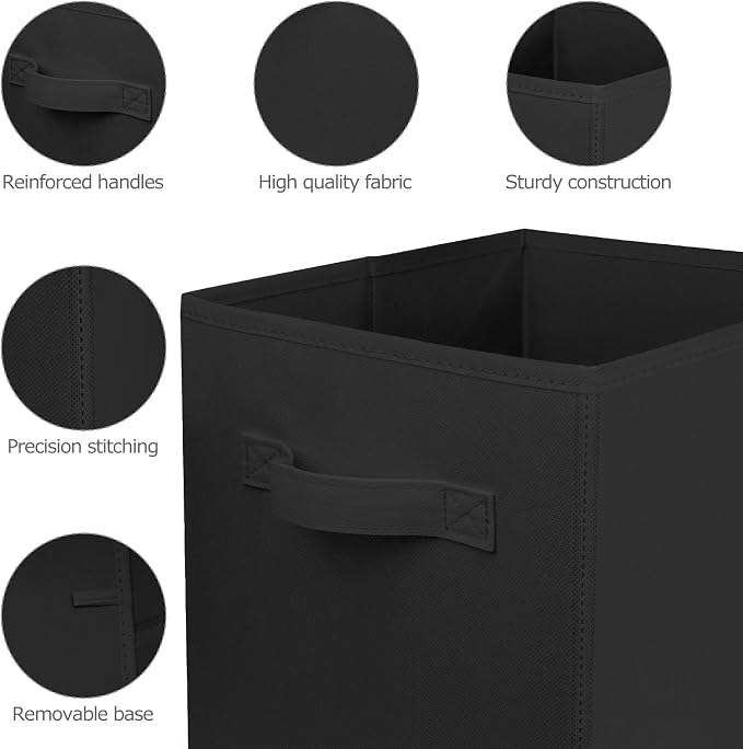 2 Pcs Storage Cubes, 10.5 Inch Collapsible Storage Bins, Fabric Foldable Bins for Organization, Durable Storage Bins for Closet, Shelves, Offices (Black) - Image 4