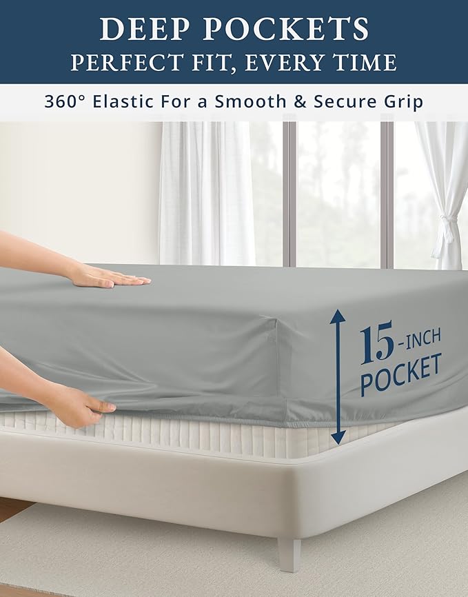 LANE LINEN 100% Egyptian Cotton Queen Sheet Set, Soft & Comfy Hotel Like Thick Fully Elasticized Mercerized Long Staple Cotton Sheet Queen Size Set, No Pill Fade Resistant Queen Sheets - Lime Stone