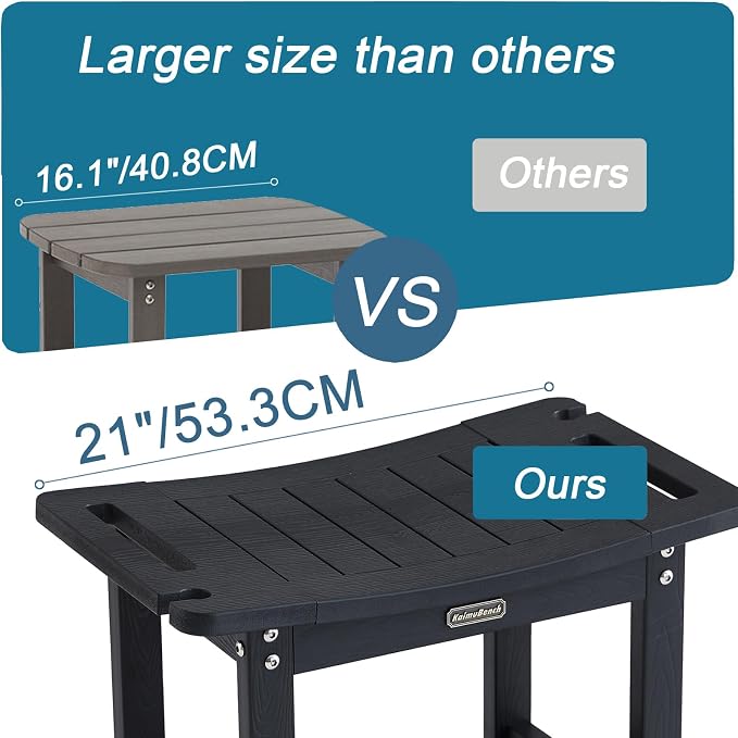Shower Bench Seat for Shaving Legs, Waterproof Shower Stool for Inside Shower with Handles & Shower Head Holder, Bathroom Shower Chair, Black Shower Foot Rest with Adjustable Feet, Non-Slip - Image 5
