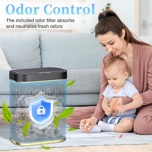 Ogikey Bathroom Small Trash Can with Automatic Touchless Lid, 2.6 Gallon Smart Garbage Can Narrow Waterproof Trash Bin for Bedroom, Office, Living Room - Image 4