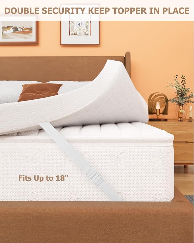 Zenzy 2" Twin XL Waterproof Mattress Topper Cover, 100% Waterproof, Oeko-TEX Certified, Zippered Topper Protector with Adjustable Straps, Ultra-Soft and Washable (Cover Only)