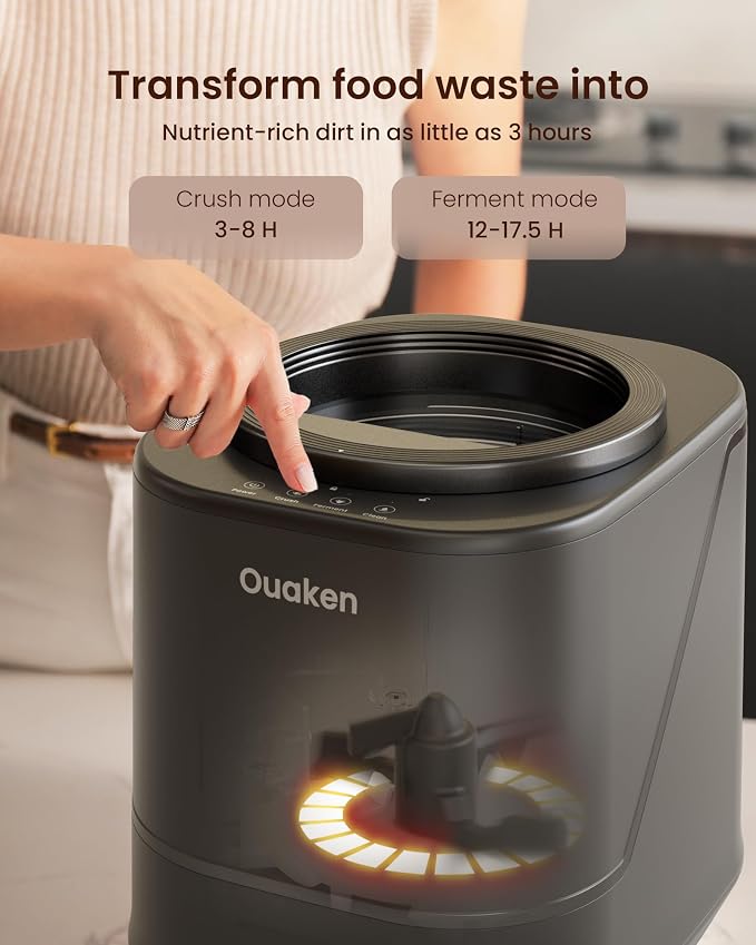 4L Electric Composter for Kitchen, Smart Countertop Compost Bin, Odorless | Low Noise | Auto-Cleaning | Turn Food Waste into Fertilizer, Indoor Food Waste Compost Machine, Black - Image 3