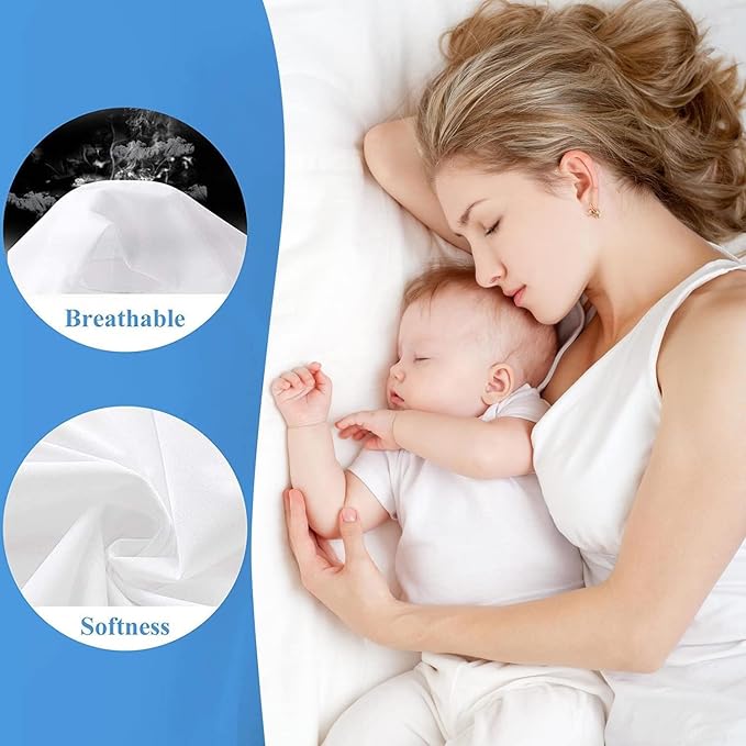 2 Pack Softhour Full Size Waterproof Mattress Protector, Stretch to 21'' Deep Pocket, Soft Breathable, Ideal for Home & Commercial Use