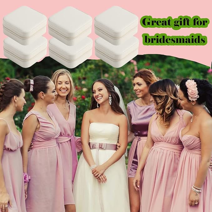 Travel Jewelry Case Bridesmaid Gifts Box,12 Pack Small Jewelry Box Mini Jewelry Organizer,PU Leather Portable Earring Storage Box for Women Girls Bridesmaid Proposal Gifts - Image 5