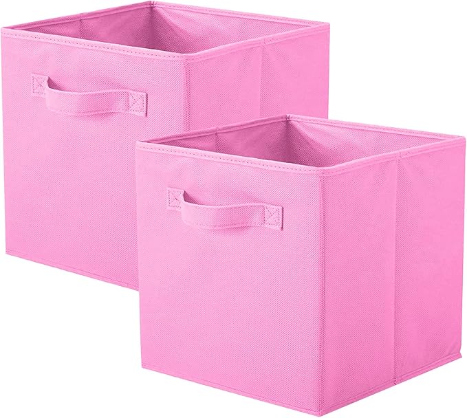 ShellKingdom Foldable Fabric Storage Cubes and Cloth Organizer Drawer for Closet and Toys, 2 Pack (Pink) by ShellKingdom