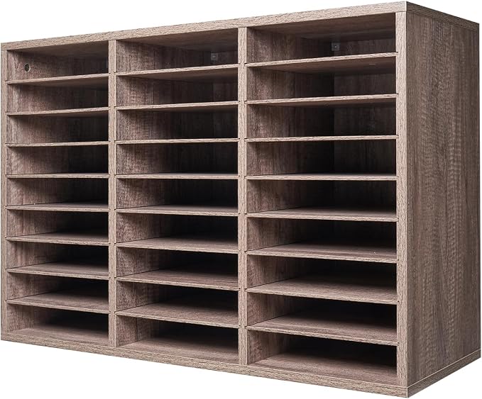 VEVOR Literature Organizer, 27 Compartments Office Mailbox with Removable Shelves, Wood Mailbox Sorter Particle Board Office Home Classroom Storage, File Sorter for File, Document, Paper, Black-Grey - Image 9