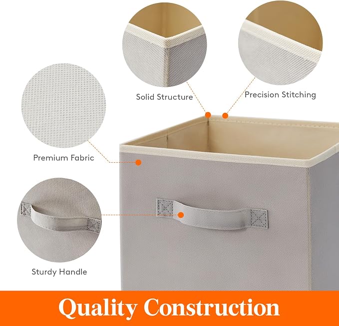 Lifewit Storage Cubes, Foldable Decorative Fabric Storage Baskets for Organizing Home Organizers with Handles for Shelves, Closet, 13 Inch Bins, 36L Light Gray, 12 Packs - Image 3