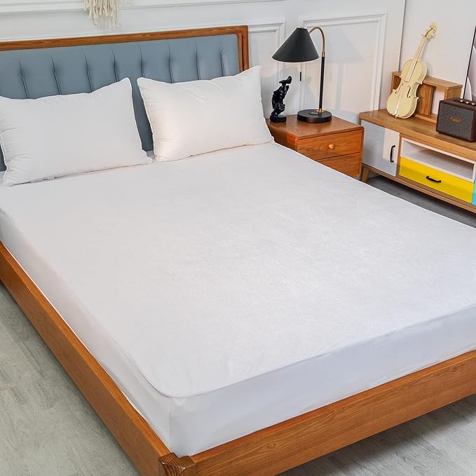 Waterproof RV King Mattress Protector for 72 x 80 or 70x80 Narrow King Bed Soft Quiet Soft Bamboo Viscose Terry Fitted Matress Cover