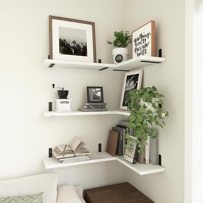 WOPITUES White Floating Shelves Set of 6,Wood for Bedroom,Modern Wall Decor,Bathroom Storage,Book Living Room[Upgraded]-White (HM011A) - Image 5