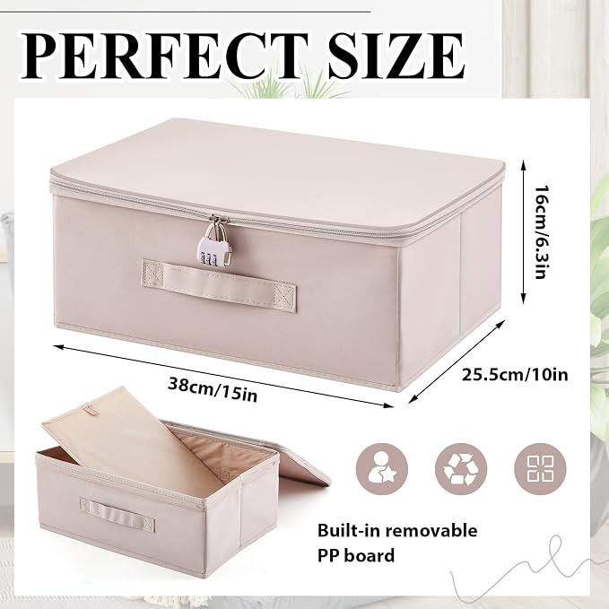 Briwooody Discreet Lockable Toy Bag Storage Organizer Toy Bag Storage Bins Case with Zipper Lid for Women and Men Clothes Container(Light Purple,15 x 10 x 6.3 Inch) - Image 2