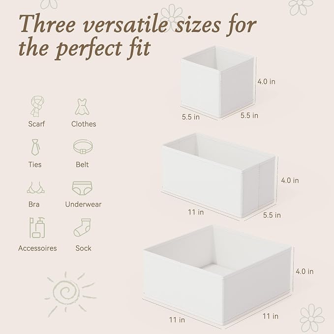 Criusia Drawer Organizers 18-Piece Set, Dresser Organizer for Baby Clothes, Foldable Closet Storage & Drawer Dividers for Underwear, Socks, Nursery, White - Image 2