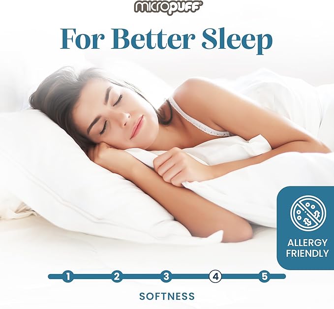 Micropuff Fitted Mattress Pad - Queen Size (60" x80") Mattress Pad - Soft and Comfortable Fitted Mattress Protector - Mattress Cover Stretches 15 to 18 Inches Deep - Easy to Wash