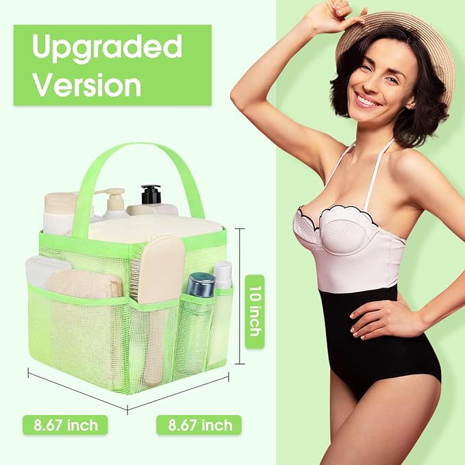 Attmu Mesh Shower Caddy Portable for College Dorm Room Camping Essentials, Shower Caddy Dorm with 9-Pockets, Large Capacity Hanging Basket Bathroom Bag for Toiletry, Swimming, Gym, Camp, Beach - Image 2