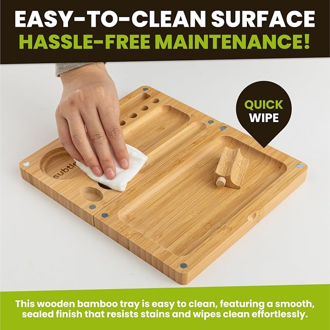 Foldable Bamboo Tray with Magnetic Lid - Durable, Easy to Clean - Portable, Perfect for Home Storage or Travel, Decorative-Tray - Gifts for Him - 8.5" x 5" - Image 3