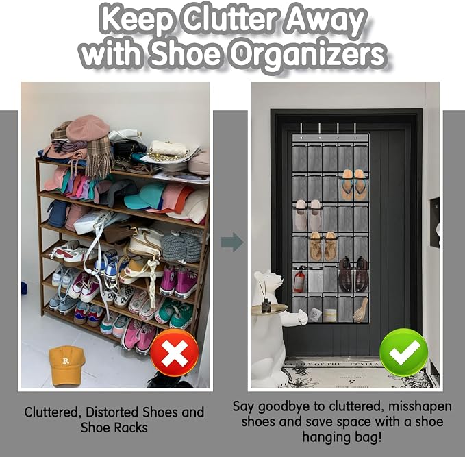 Kotkn Over the Door Shoe Organizer with 30 Breathable Mesh Pockets - Large Capacity Closet Storage for Men & Women, Hanging Shoe Rack Organizer (Gray) - Image 7