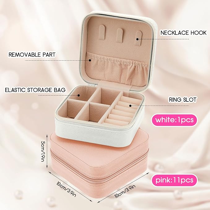 Taiyin Travel Jewelry Case, Bridesmaid Gifts Mini Jewelry Organizer, PU Leather Portable Earring Box for Women Girls - Image 2