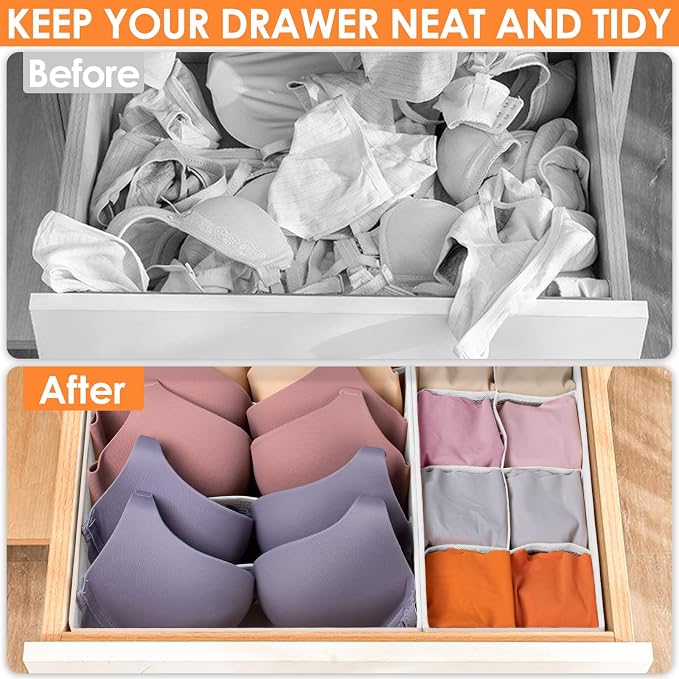 12 Pack Drawer Organizers for Clothing, 116 Large Compartments Fabric Dresser Closet Organizers and Storage Bins for Baby Clothing, Women Men Underwear Socks, Bra, Ties, College Dorm Room Essentials - Image 6