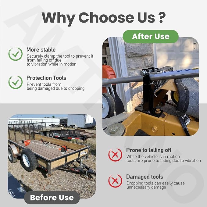 AMTHKNO Heavy Duty W/Hardware Racks Holder Carrier for Weeder/Extended Trimmer or Straight Shaft Weed-Eater, Lockable Racks, Trailer Trimmer Rack, W-eed Eater R ack - Securely/Transport Trimm-ers - Image 6