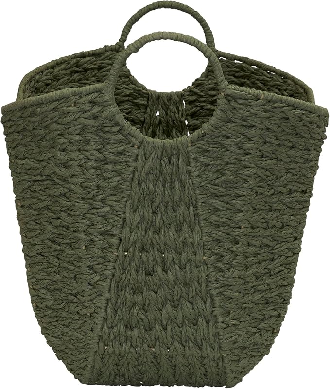 Household Essentials Natural Woven Wicker Storage Basket with Handles - Image 3