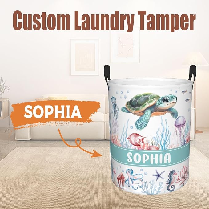 Custom Name Laundry Hamper, Personalized Laundry Basket with Name for Baby Boys Girls, Customized Collapsible Dirty Clothes Hamper Storage with Handles for Bedroom Bathroom Dorm Room Decor - Image 2