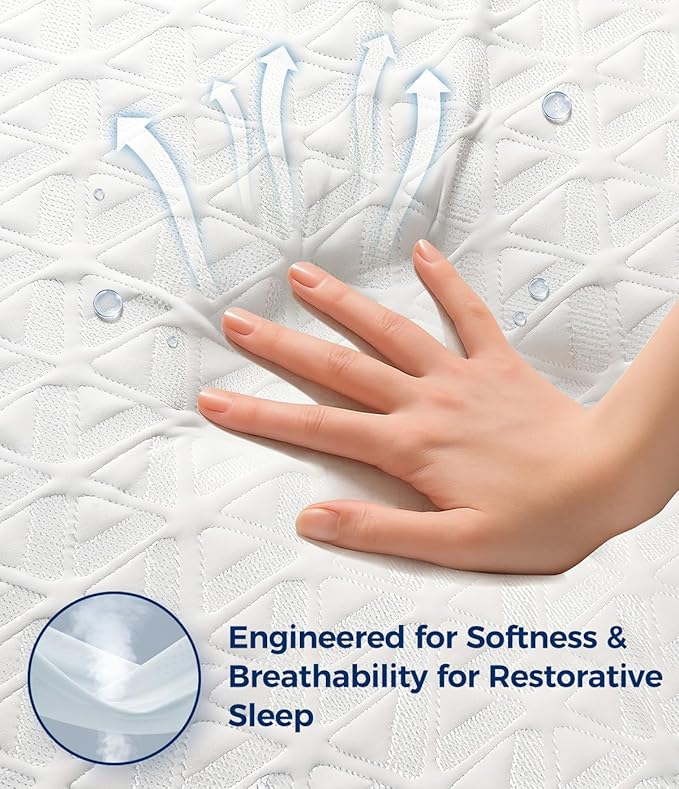 Waterproof Mattress Protector Full Size, Soft Breathable Mattress Pad with Deep Pocket 8"-21", Noiseless 3D Air Fabric Cooling Mattress Cover for Bed, Machine Washable, White