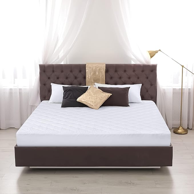 Utopia Bedding Quilted Fitted Mattress Pad, Queen Size, Elastic Fitted Mattress Topper Protector and Cover with Deep Pocket Stretches up to 16 Inches, Machine Washable (White, Pack of 10)