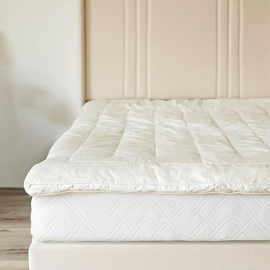 Woolino Wool Mattress Topper, Oeko-TEX Standard 100, Merino Wool Fill, Organic Cotton Sateen, Natural Temperature Regulating, Cooling, Pressure Relief, 1.2 inch, Twin 39 x 76 in