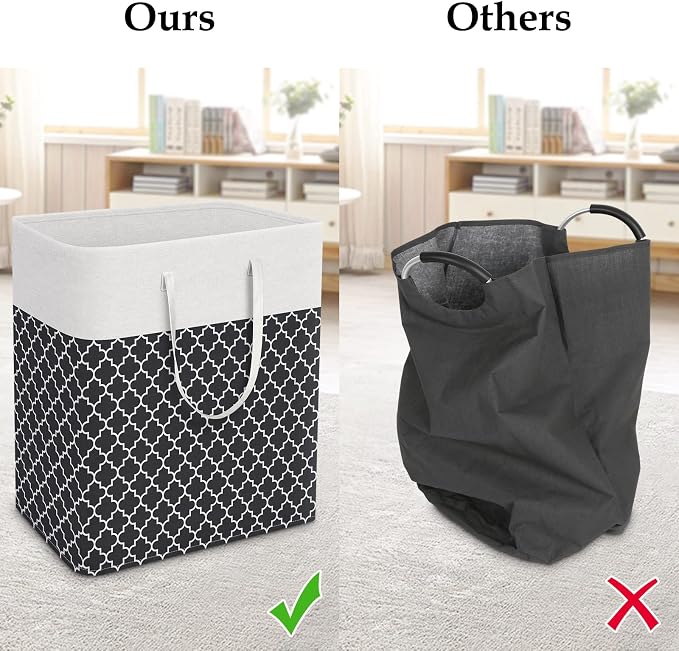 StorageRight Laundry Basket Hamper Large Collapsible Laundry Hamper with Easy Carry Handles，Freestanding Clothes Hampers for Laundry, Bedroom, Dorm, Clothes, Towels, 100L, Clover Black - Image 5