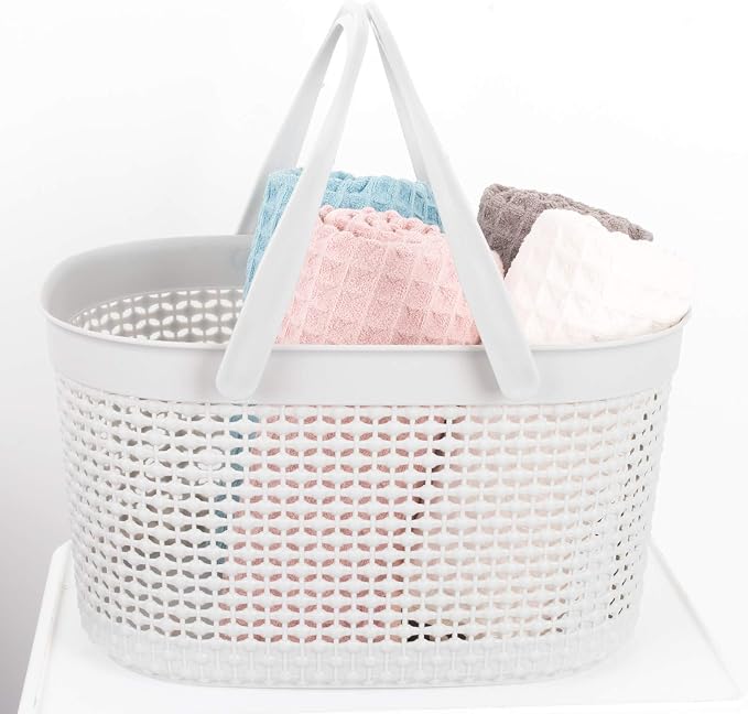 rejomiik Portable Shower Caddy Basket, Plastic Organizer Storage Tote with Handles for Bathroom, College Dorm, Kitchen, Grey - Image 2