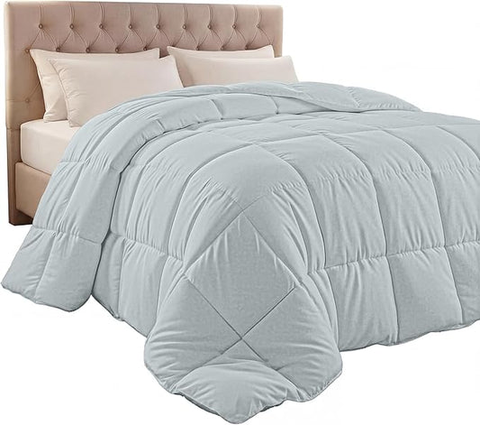 Utopia Bedding Queen Comforter Duvet Insert, Quilted Light Grey Comforter with Corner Tabs, Box Stitched Down Alternative Comforters Queen Size 88 x 88 inches
