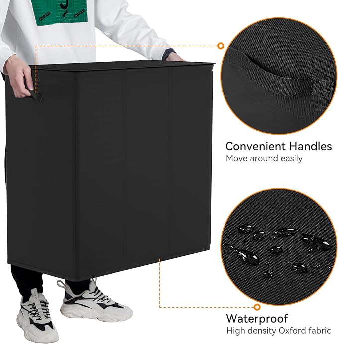 WOWLIVE 180L Laundry Hamper with Lid 3 Section,Large Laundry Basket with Removable Bags and Handles,Collapsible Dirty Clothes Hampers for Laundry,Laundry Basket Organizer for Laundry Room,Dorm,Black - Image 7