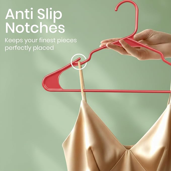 Utopia Home Plastic Hangers 50 Pack - Perfect Space Saving Clothes Hanger - Durable and Strong - Perfect Closet Organizers with Shoulder Grooves (Red) - Image 3