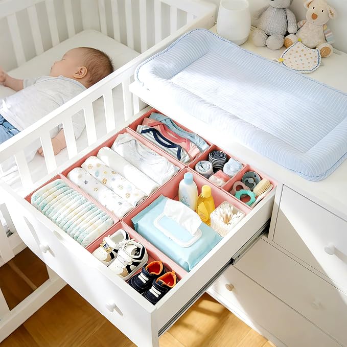 DIMJ Drawer Organizer Clothes Storage - 28 Pack Baby Dresser Organizer for Nursery, Foldable Closet Drawer Organizer Bins for Bedroom Organization, Fabric Storage Dividers for Socks, Underwears, Bras - Image 3
