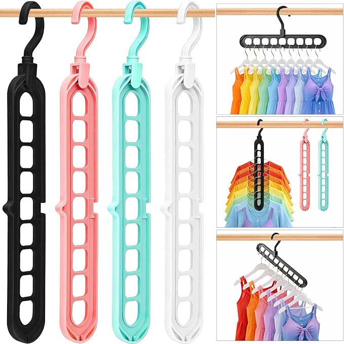 Closet Organizers and Storage, Multifunctional Organization and Storage Home Essentials Magic Space Saving Hangers with 9 Holes for Wardrobe Closet Heavy Clothes by HEYHOUSE
