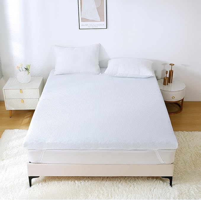 MUXHOMO 3 Inch 7-Zone Queen Mattress Topper, Egg Crate Memory Foam Mattress Topper Queen Size for Back Pain, Lavender Cooling Gel Infused Bed Pad, CertiPUR-US and Oeko-TEX Certification (60"×80")