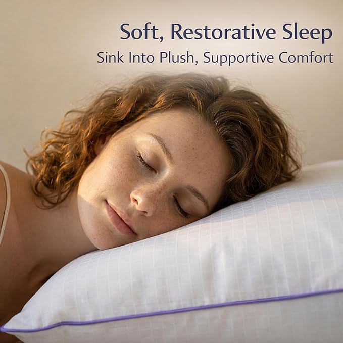 King Size Pillows Set of 2 – Bed Pillows for Sleeping, Down Alternative Pillows, Soft Yet Supportive, Maintains Loft, Hotel Quality, Machine Washable
