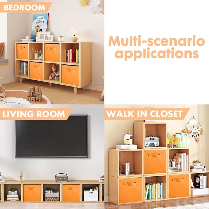 ShellKingdom Foldable Fabric Storage Cubes and Cloth Organizer Drawer for Closet and Toys, 6 Pack (Orange) - Image 6