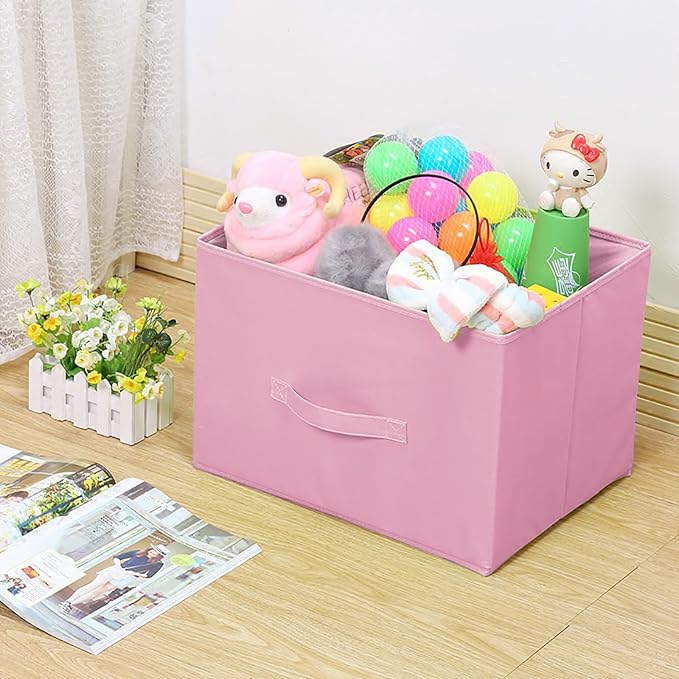 EBIGIC Storage bins collapsible storage bins,cube storage organizer （Pack of 3） 10.5 * 10.5 * 11 inch,For home and office Collapsible Closet Shelf Organizers, Drawer Organizers(Pink) - Image 5