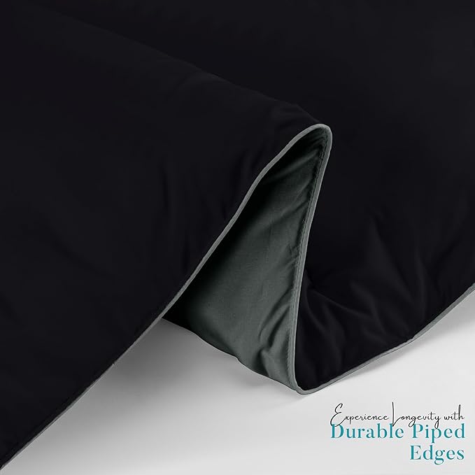 Utopia Bedding Queen Comforter Duvet Insert, Reversible Black/Grey Quilted Comforter with Corner Tabs, Box Stitched Down Alternative Comforters Queen Size 88 x 88 inches