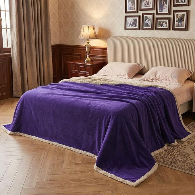 Catalonia Waterproof Bed Blanket, Washable Leakproof Bed Cover, Reversible Protector Blanket for Couch Sofa, Stain Proof Blanket Pad for Adults, 80X60 inches, Purple