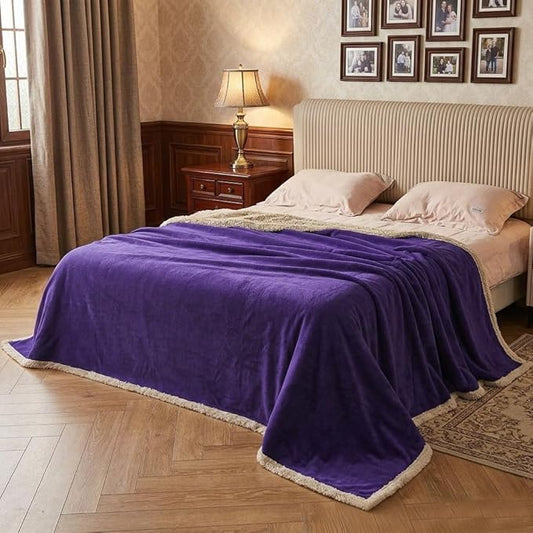 Catalonia Waterproof Bed Blanket, Washable Leakproof Bed Cover, Reversible Protector Blanket for Couch Sofa, Stain Proof Blanket Pad for Adults, 80X60 inches, Purple