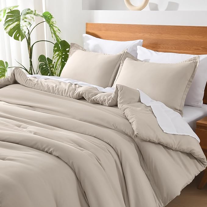 Andency Linen California King Comforter Set - 7 Pieces Bed in a Bag Cal King Bedding Comforter Sets, Summer Plain Soft Lightweight Comforter with Fitted Sheets, Flat Sheets, Pillowcases & Shams