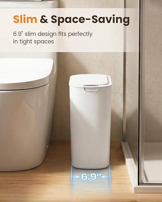 Cesun Motion Sensor Trash Can, 5 Gallon Automatic Bathroom Garbage Can with Lid, Touchless Smart Plastic Slim Wastebasket for Bathroom, Office, rv, Bedroom, Living Room, White - Image 3