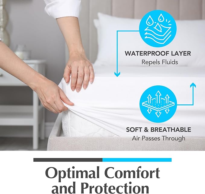 Handy Laundry Waterproof Mattress Protector – Breathable, Machine-Washable Mattress Cover – Perfect for Kids, Adults, and Pets – Extends Mattress Life. (Twin Size)