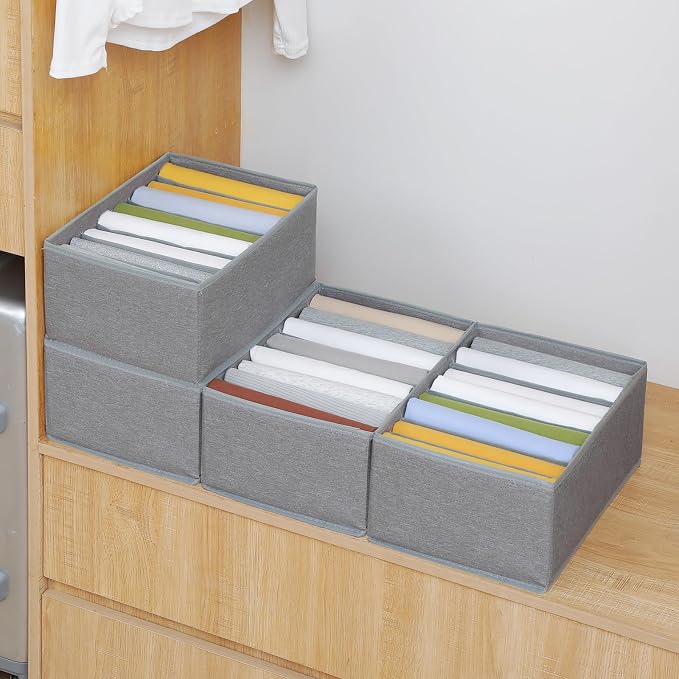 Qozary 4 Pack Drawer Organizers for Clothing, 8 Grids Foldable Closet Organizers and Storage Bins for Bedroom, Dresser Organizer Boxes for Thin T-shirts, Tank Tops - Image 4
