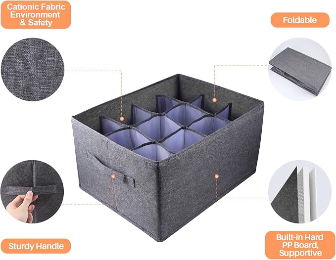 EASEVE Closet Organizers and Storage Bins for Clothes - 12 Cell Drawers Organizer Grid Storage Box for Jeans Pants Sweater Towel T-shirts, Wardrobe Shelf Dividers Closets Organization (1 Pcs) - Image 8