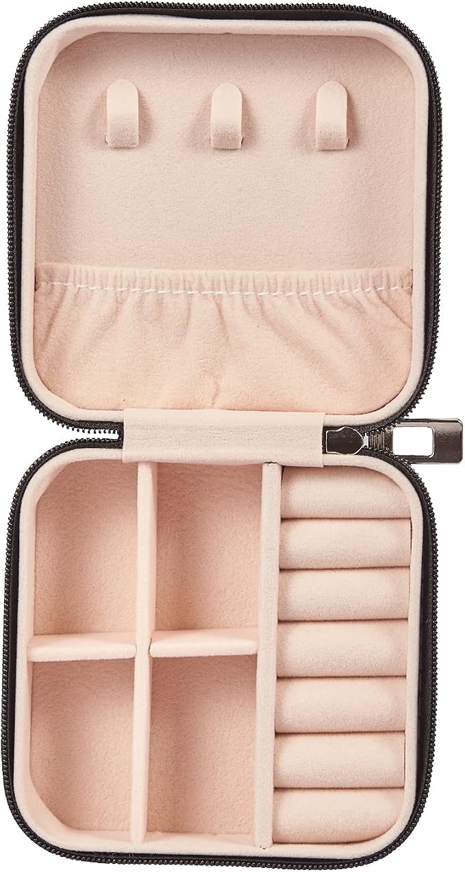 PU Leather Small Jewelry Box, Travel Portable Jewelry Case for Ring, Pendant, Earring, Necklace, Bracelet Organizer Storage Holder Boxes (Black) - Image 6