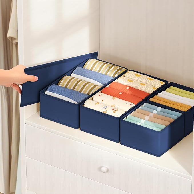 DIMJ Drawer Organizer Clothes Storage - 18 Pack Baby Dresser Organizer for Nursery, Foldable Drawer Dividers for Bedroom Closet Organization, Fabric Storage Bins for Socks, Underwears, Bras - Image 7
