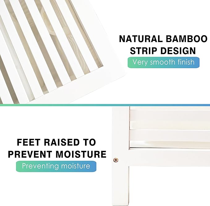 SMIBUY Double Laundry Hamper with Lid, 120L Bamboo Laundry Basket with Removable Liner Bag, 2-Section Clothes Divider Laundry Sorter for Laundry Room, Bathroom, Bedroom (White) - Image 5